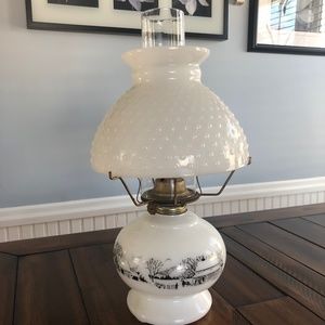 Vintage Currier and Ives Oil lamp